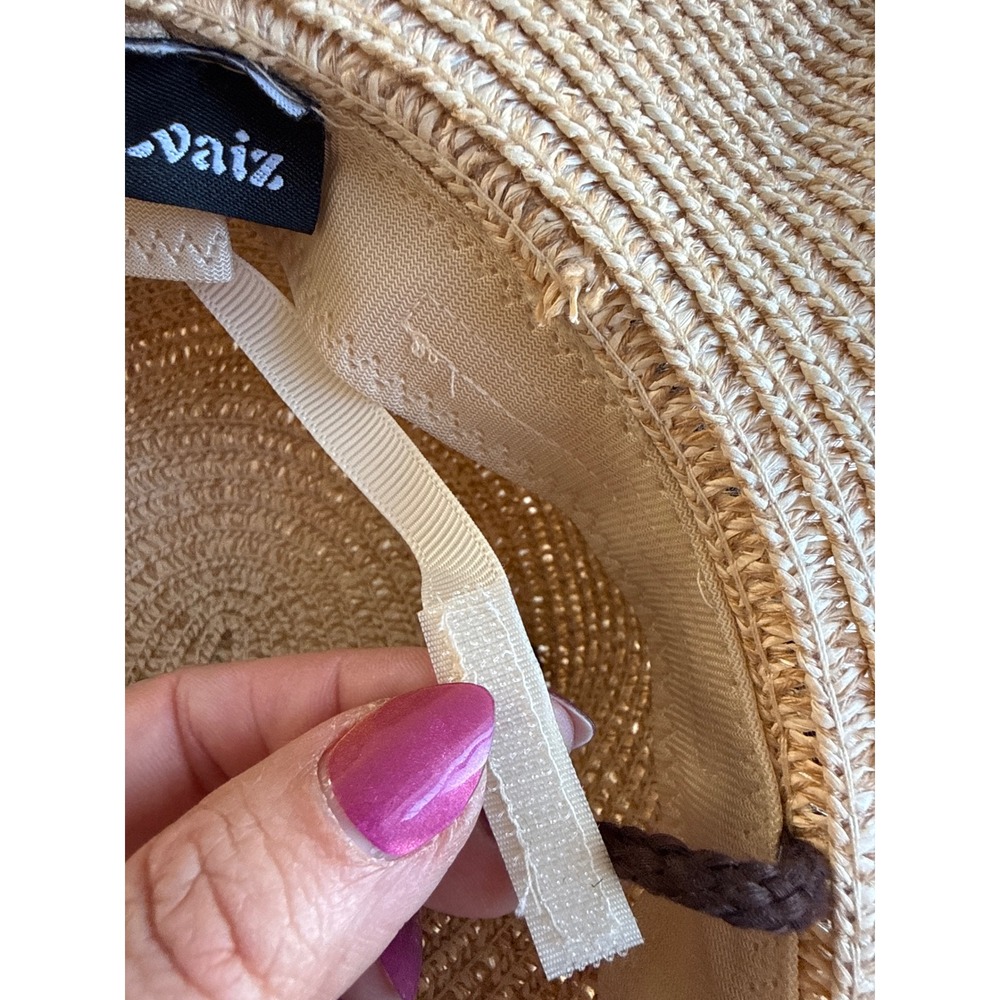 Lvaiz Women's Straw Hat Adjustable Strap Tan Sun Hat Vacation Beach Hat - Picture 6 of 6